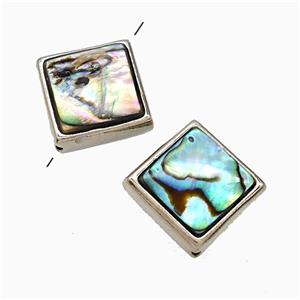 Abalone Shell Square Beads Platinum Plated, approx 15-20mm