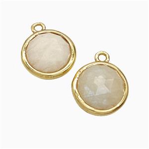 White Moonstone Circle Pendant Gold Plated, approx 10mm