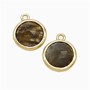 Labradorite Circle Pendant Gold Plated, approx 10mm