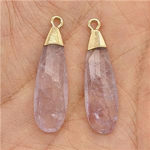 Natural Lt.purple Amethyst Teardrop Pendant Faceted Gold Plated, approx 10-30mm