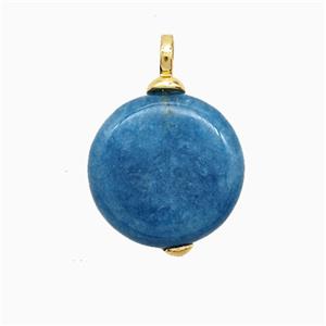 Blue Sponge Jade Coin Pendant Dye, approx 15mm