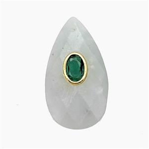 Chinese Amazonite Teardrop Pendant Pave Zirconia Faceted, approx 13-25mm