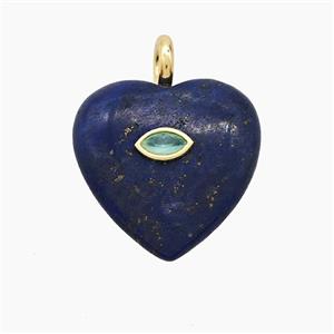 Blue Lapis Lazuli Heart Pendant Pave Zirconia Eye, approx 25mm