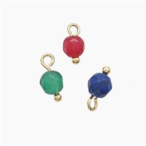 Dye Jade Round Pendant Mixed Color, approx 4mm