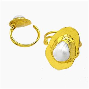 Pearl Copper Rings Gold Plated, approx 20-32mm, 20mm dia