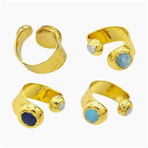 Gemstone Copper Rings Gold Plated Mixed, approx 10mm, 15mm, 20mm dia