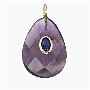Gemstone Pendant Pave Zircon, gold plated, approx 18-25mm