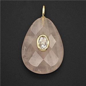 Gemstone Pendant Pave Zircon, gold plated, approx 18-25mm