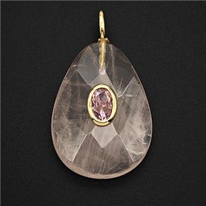 Gemstone Pendant Pave Zircon, gold plated, approx 18-25mm
