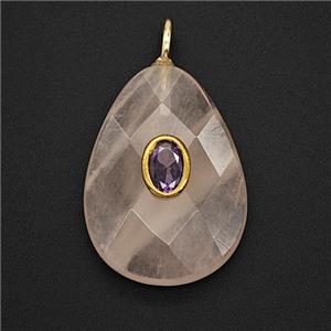 Gemstone Pendant Pave Zircon, gold plated, approx 18-25mm