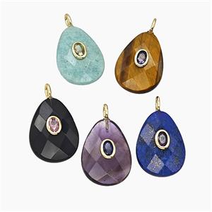 Gemstone Pendant Pave Zircon, gold plated, approx 18-25mm