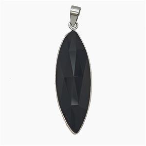 Black Obsidian Leaf Pendant Faceted, approx 13-40mm