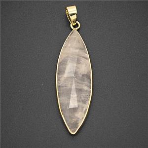 Rose Quartz Leaf Pendant Faceted, approx 13-40mm