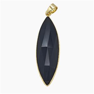 Black Obsidian Leaf Pendant Faceted, approx 13-40mm