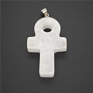 Clear Quartz Ankh Cross Pendant, approx 20-30mm