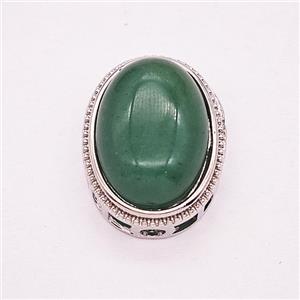 Gemstone Pendant, Antique Silver Plated, approx 19-23mm