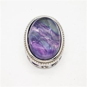 Gemstone Pendant, Antique Silver Plated, approx 19-23mm