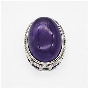 Gemstone Pendant, Antique Silver Plated, approx 19-23mm