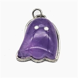 Purple Amethyst Halloween Ghost Pendant, approx 19-22mm