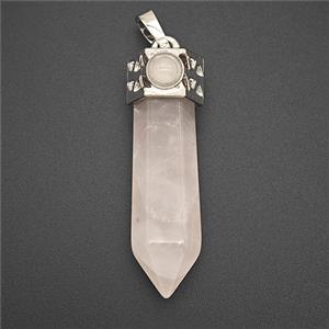 Pink Rose Quartz Prism Pendant, approx 9-35mm