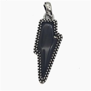 Black Obsidian Lightning Pendant, approx 18-40mm