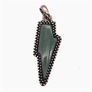 Green Aventurine Lightning Pendant, approx 18-40mm