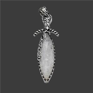 Alloy Sword Pendant Pave Clear Quartz Antique Silver, approx 20-60mm
