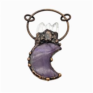 Gemstone Pendant, Red Copper Plated, approx 28-60mm
