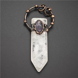 Gemstone Pendant, Red Copper Plated, approx 18-73mm