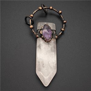Gemstone Pendant, Red Copper Plated, approx 18-73mm
