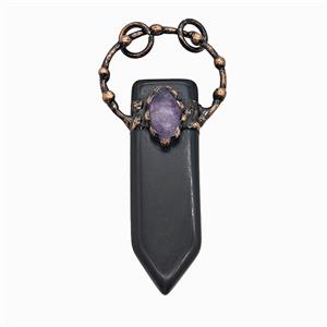 Gemstone Pendant, Red Copper Plated, approx 18-73mm