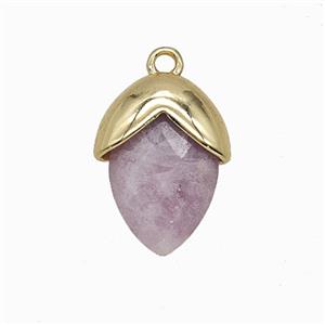 Lavender Kunzite Oval Pendant Copper Gold Plated, approx 12-17mm