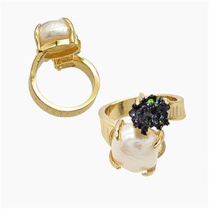 Copper Rings With Pearl Rock Gold Plated, approx 8mm, 12mm, 18mm dia