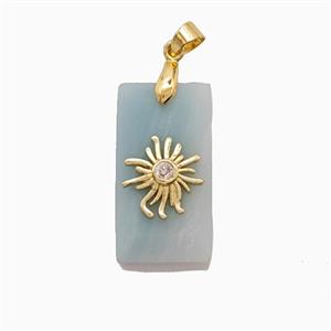 Chinese Amazonite Rectangle Pendant With Copper Sun, approx 13-25mm