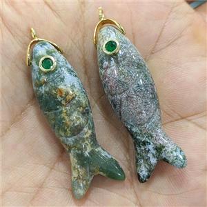 Tiger Eye Fish Pendant Pave Zirconia B-Grade, approx 13-40mm