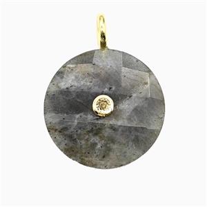 Labradorite Sun Pendant Pave Zirconia, approx 25mm