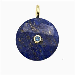 Blue Lapis Lazuli Sun Pendant Pave Zirconia, approx 25mm