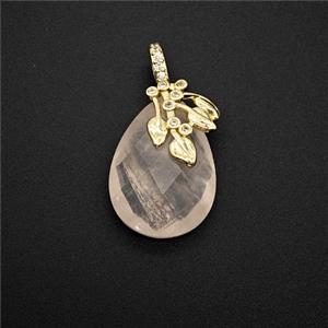 Pink Rose Quartz Teardrop Pendant, approx 13-18mm