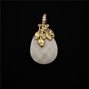 White Howlite Turquoise Teardrop Pendant, approx 13-18mm