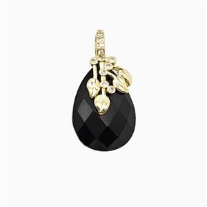 Black Obsidian Teardrop Pendant, approx 13-18mm