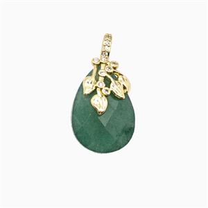Green Aventurine Teardrop Pendant, approx 13-18mm