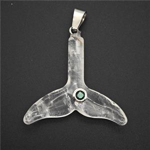 Clear Quartz Mermaid-Tail Pendant Pave Zirconia, approx 30-32mm