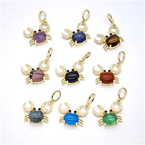 Copper Crab Pendant Pave Zirconia Gemstone Gold Plated Mixed, approx 16-20mm, 6-8mm