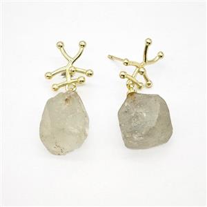 Crystal Quartz Stud Earrings Gold Plated, approx 13-16mm