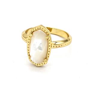 Gemstone Ring, Gold Plated, approx 9-16mm, 18mm dia