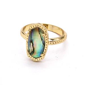 Gemstone Ring, Gold Plated, approx 9-16mm, 18mm dia