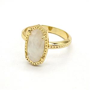 Gemstone Ring, Gold Plated, approx 9-16mm, 18mm dia