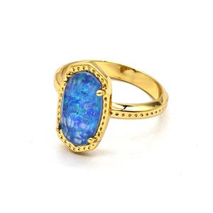 Gemstone Ring, Gold Plated, approx 9-16mm, 18mm dia