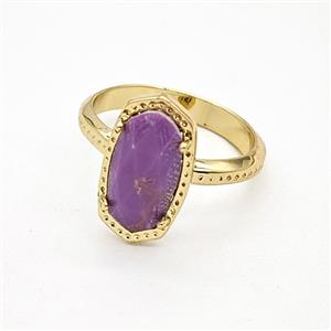 Gemstone Ring, Gold Plated, approx 9-16mm, 18mm dia