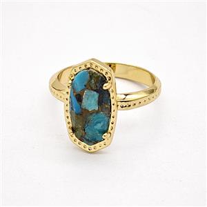 Gemstone Ring, Gold Plated, approx 9-16mm, 18mm dia
